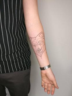 kooltattoos: My freshly done abstract, single line bear by MoGanji, private studio, Berlin. (by MoaningMyrtle69) via KoolTattoos