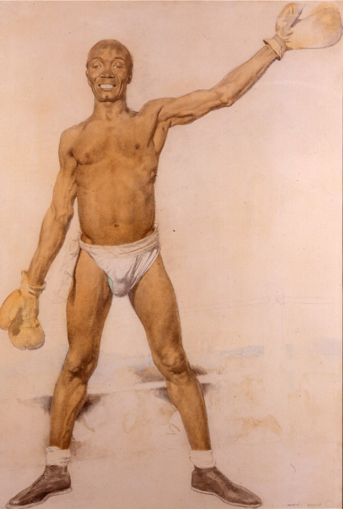 WILLIAM ORPEN (1878-1931) - The Winner (The Champ).Pencil, watercolour and white chalk, 73.5 x 51 cm. 