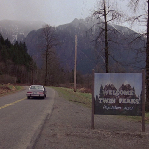 withoneeye:Entering the town of Twin Peaks. Five miles south of the Canadian border, twelve miles we