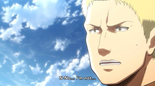 dontkare-n:  this is my favorite scene from shingeki no kyojin because annie is challenging reiner and he gets all nervous and eren’s on the ground like 