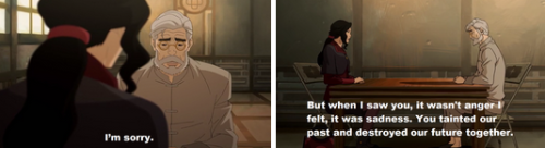 avatarsymbolism:  Forgiveness and letting go of the past in ATLA and LOK.. Katara: But I didn’t forgive. I’ll never forgive him. But I am ready to forgive [Zuko].Asami: I’m not sure I’ll ever be able to forgive [my father], but that doesn’t