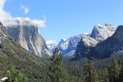 plantyr:  Classic view of the valley, clouds looming over El Capitan