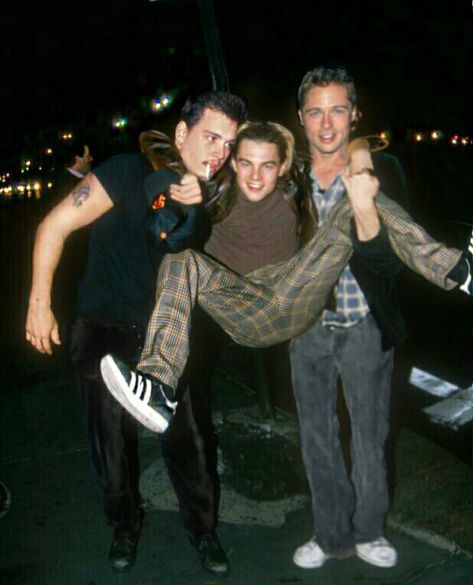 Johnny Depp, Leonardo DiCaprio and Brad Pitt, 1990s. 