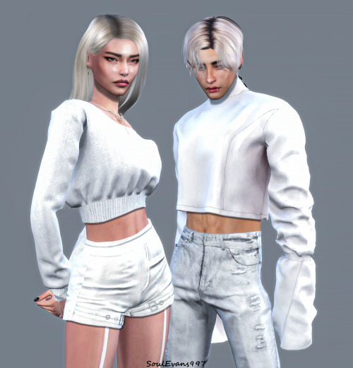 Kim x TiCelia Hair @antosims Vine Cut Hair @mooo-oood // Unbalance Cropped Sweater @gorillax3-cc Lum