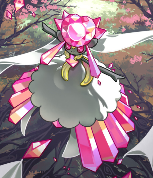 pinkgermy:I wanted to make a print of my mega-diancie drawing but it was kind of messy so I “remade”