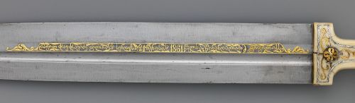 art-of-swords:  Qama Dagger with Sheath and Knife Dated: dated, 1856–57, 1861 Culture: Caucasian Medium: steel, bone, silver, gold, shark skin, ivory, niello, iron Measurements: Dagger (a); L. with sheath 19 ¼ in. (48.9 cm); L. without sheath 19 1/16