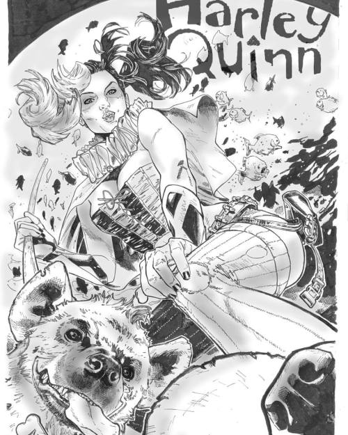 Inks to Harley Quinn #1 variant #harleyquinn #dccomics #claymann #comics #gotham #madlove