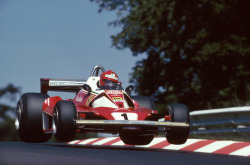 formula1history:  Niki Lauda - Ferrari 312T - Nurburgring 1975 [1600x1053]Source: https://farm9.staticflickr.com/8444/7892444162_274ffc09e9_h.jpg