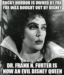 thegingerpowers:Love me some Tim Curry… If there’s any silver lining to the fact that Disney is gobbling up as much creative work as it can so it has a better chance of monetizing it, this joke is it. 
