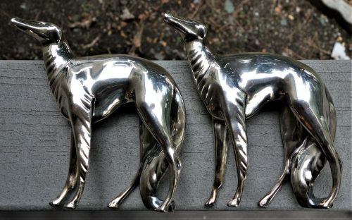 grayghostofthenorth:Silver Plated Borzoi  Signed Weidlich Bros. 1930s