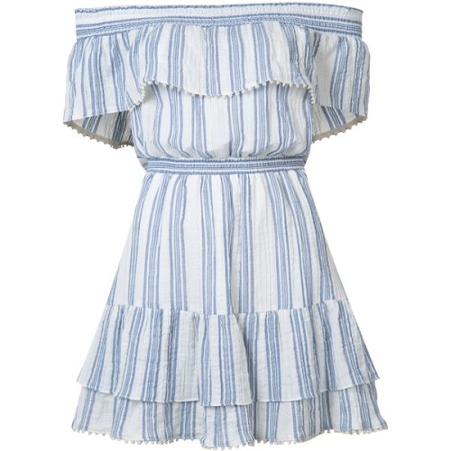 LoveShackFancy Off the Shoulder Striped Dress ❤ liked on Polyvore (see more stripe dresses)