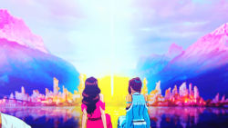 clearlynotahipster:    Korrasami + Colors | The Bisexual Flag  So I saw this parallel, and just wanted to make my statement. I think that Mike and Bryan hinted at Korrasami, and this scene confirms it through the color representation with the bisexual