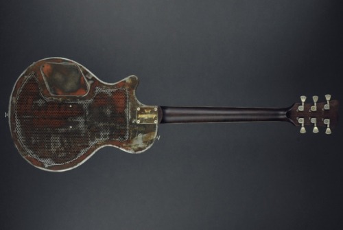 glorifiedguitars:  James Trussart Rust On Cream Dragon Engraved SteelDeville