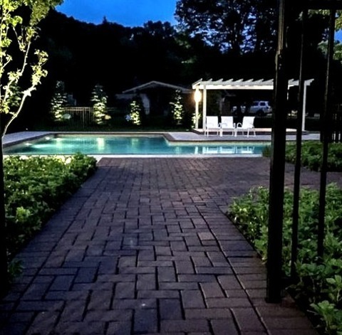 Poolhouse - Contemporary PoolInspiration For A Large Contemporary Backyard Stone And L-shaped Pool House