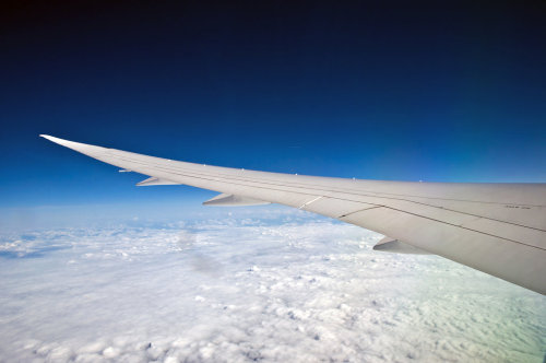 The view is swell, but this shot captures the elegant lines of the Boeing 787 Dreamliner wing quite 