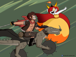 chillguydraws: lil-area-sfw:   My Marco vs. Hekapoo pic! Ah, this one made it to Disney’s wall of art! ^ ^   This is one of my favorites from you!  &lt;3