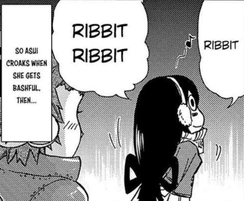 lotsafroppy:tsuyu croaking when she’s embarrassed is the cutest thing