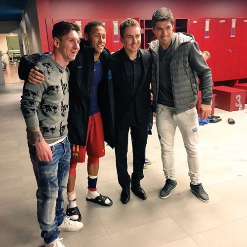 24.11.2015 Neymar &amp; LeoMessi &amp; LuisSuarez nach den Spiel #FCBRoma#repost #instagram 