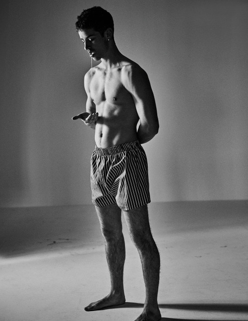 Manu Rios photographed by Giampaolo Sgura for Man About Town SS22. Manu wears boxer shorts MSGM
