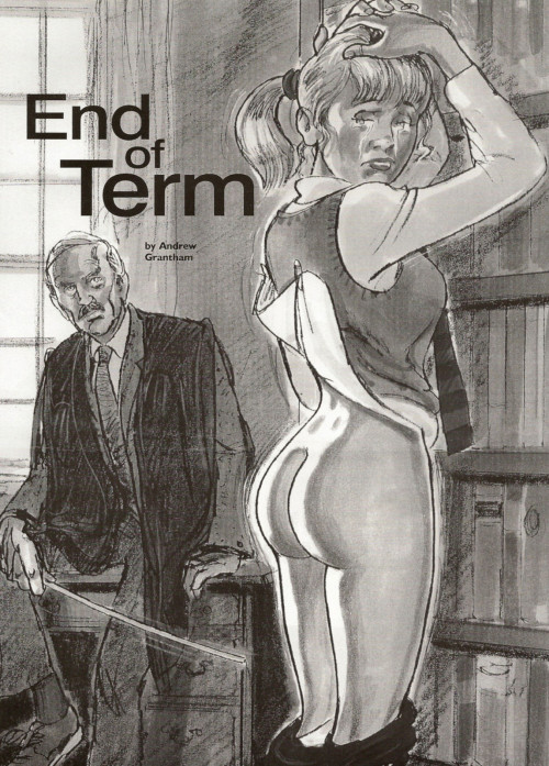 striphernaked: peachstripe:  Drawing possibly by Anton The headmaster sits watching the tearful girl