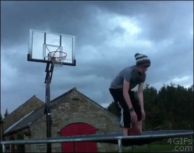 Trampoline basketball trick