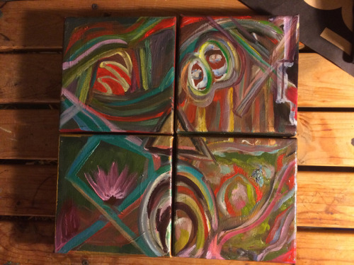 Some brand new painting. Small work as a group of four or as a group of 5 that all fit together. Mor