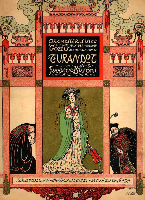 Cover for the score of Ferruccio Busoni&rsquo;s Turandot Suite by Emil Orlík,  1906