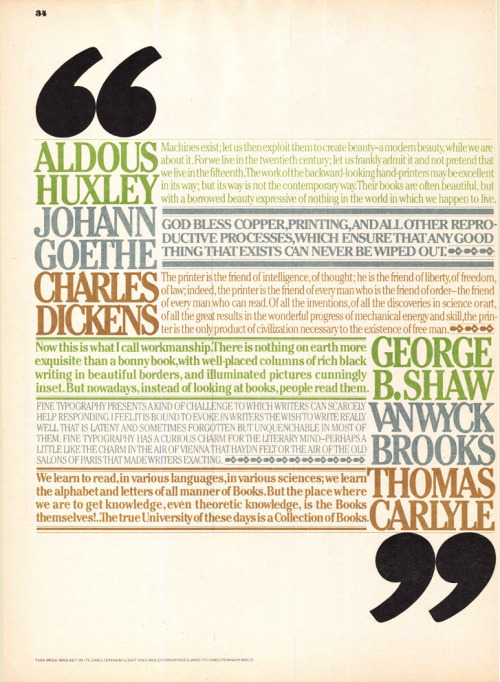 Herb Lubalin, type pages from UC &amp; lc, 1978. A love of letters is the beginning of typograph