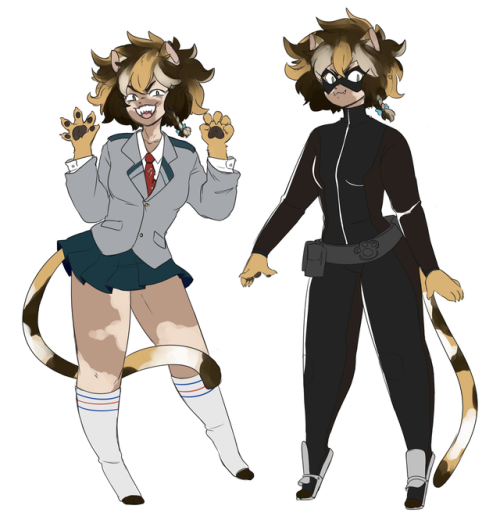 gummysquids:  I never uploaded one of my BNHA ocs PepperQuirk: Catshe’s very peppy and spontaneous and is high on cat nip like half the time
