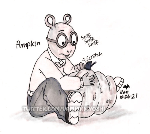  Ink Art 2021 - Day 11 - Pumpkin by VampiricYoshi This is based on that viral video of the aardvark 
