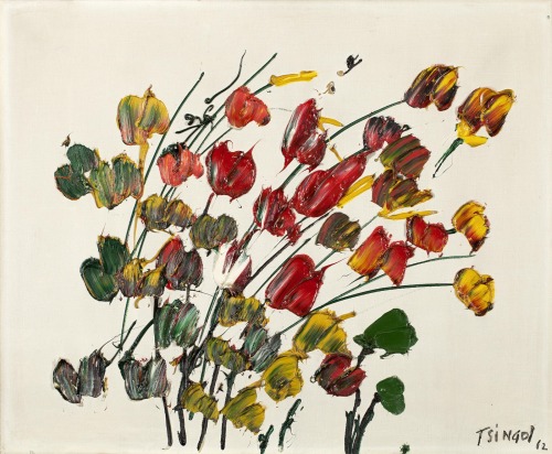 thunderstruck9: Thanos Tsingos (Greek, 1914-1965), Red and yellow flowers on white background, 1962.