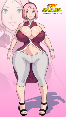 jay-marvel:  Only version of Sakura I hadn’t done yet was from the last movie, so here ya go! Tried to do more boob focus for this and the Hinata pic I’m finishing up now. 