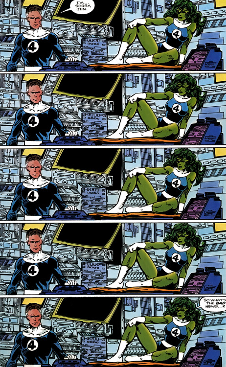 superdames:  Jen really likes being She-Hulk! And who can blame her? —Marvel Graphic Novel #18: The Sensational She-Hulk (1985) by John Byrne