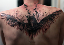 mattynox:  stages of work on a tattoo (5 sessions or 12-15 hours)