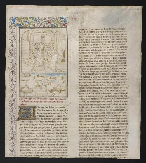 LJS 255 Manuscript leaf from De casibus virorum illustrium.Partial leaf from a mid-15th century copy