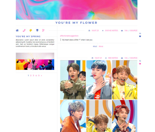 shuvee: ♡ theme : 005 : my flower by shuvee ♡ || static preview + code  specs: • sidebar i