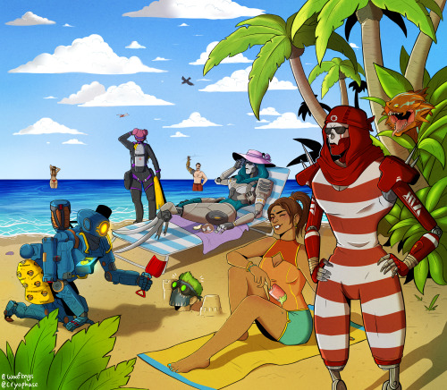  Beach day collab I did with wooflings on twitter!