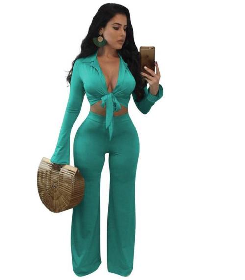 Long Sleeve Deep V-Neck Women Jumpsuits