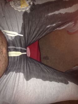 Tattsandkink:  Pissed My Tight Grey Trackies  So Fucking Hot!