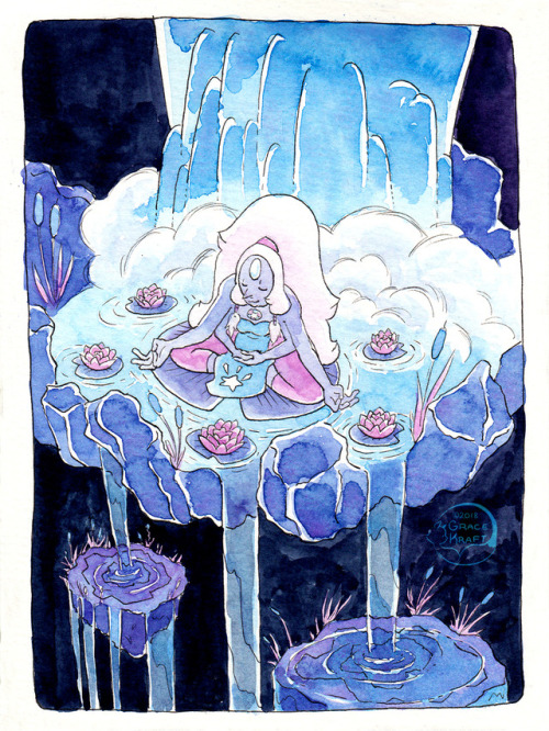 gracekraft:  Pearlmethyst Week Day 1 - Harmony I hope one day we’ll see Opal’s room, I imagine it’s a serene place.  Maybe somewhere Pearl and Amethyst go to cool down and meditate together. 