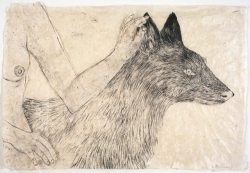 go-saturn68:  uconstruction:Kiki Smith • Woman with Wolf  Vivre comme un loup.Femme qui court avec les loup. Pinkola 