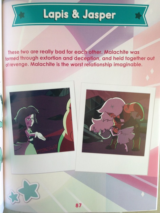rataplani:      Here you go! (Reminder to all that Guide to the Crystal Gems is released internationally on October 6 and is currently out in Australia)    Pearl Bio Page!    Jasper’s Bio Page    The Second Page of Malachite’s two-parter!   Pics are