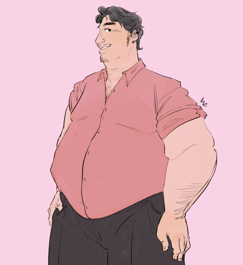 [Image Description: A colored digital drawing of Tim Stoker, a light-skinned fat man with black ear 