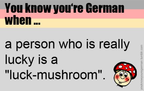 Du weißt, dass du deutsch bist, wenn …jemand, der viel Glück hat, ein Glückspilz ist.(Submitt