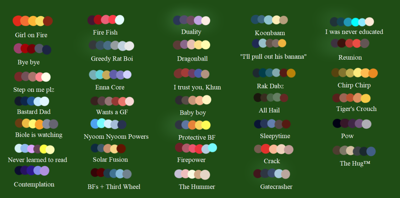 Soh's Art — ToG Screenshot Color Palettes