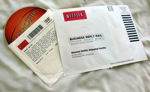 DVD-by-mail consist of renting DVDs, Blu-rays, video games and VCDs, among other film media internet