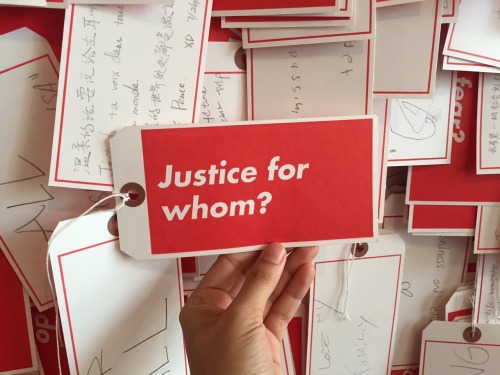 thegetty:  Whose Values?, a collaborative project between Barbara Kruger and local high school students, asks some big questions. Here’s what our visitors have been saying. What do you think? Justice for whom? 