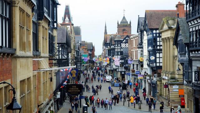 Streetscape, Eastgate, Chester, England.