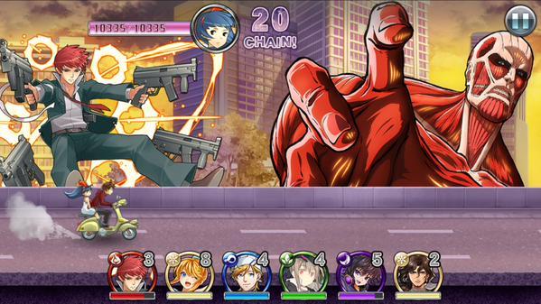 The mobile/tablet game Shometsu Toshi is starting a SnK collaboration with Colossal