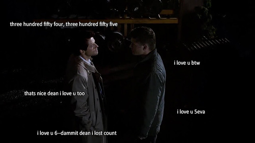 mishasminions:  REMEMBER THAT ONE TIME WHERE DEAN AND CAS STARED AT EACH OTHER FOR